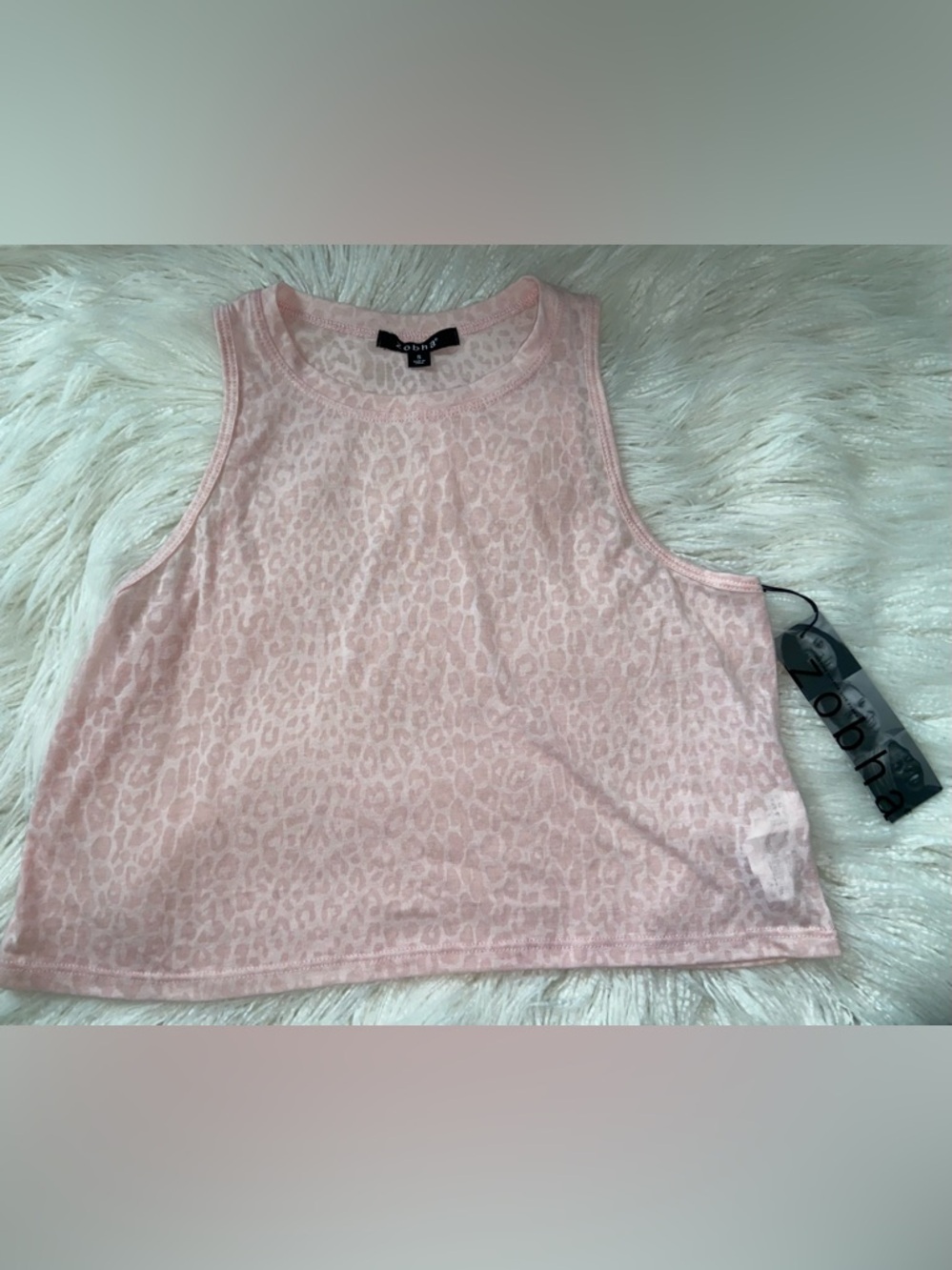 Zobha Light Pink Subtle Leopard Tank Top